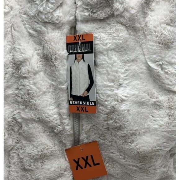 Nicole Miller Women's Original Reversible Quilted Faux Fur Vest (Ivory, XXLarge) - Picture 2 of 4